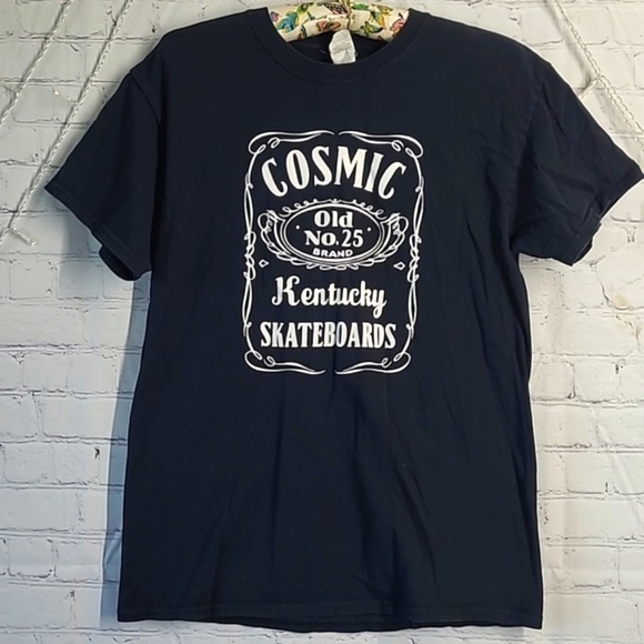 Y2K Cosmic Skateboards Louisville Kentucky Jack Daniel's Black Tee Tshirt Sz M - Picture 2 of 14